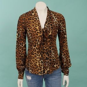 Express Leopard Print Buttoned Down Blouse